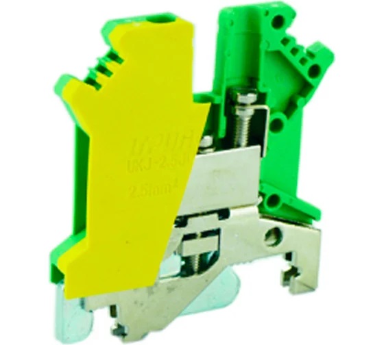 Клемма винтовая UKJ-2.5JD на DIN рейку для заземления