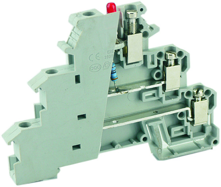 Клемма винтовая UKJ-DKD1.5RD/O-M на DIN рейку трехуровневая